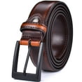 thumbnail image 1 of Beltox Men Cognac Belt Casual Dress Jeans 1.25” Wide w Black Buckle 36, 1 of 6