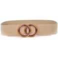 thumbnail image 1 of Beltox Women’s Elastic Waist Belt w Double Rainbow Ring Khaki 27-35", 1 of 3