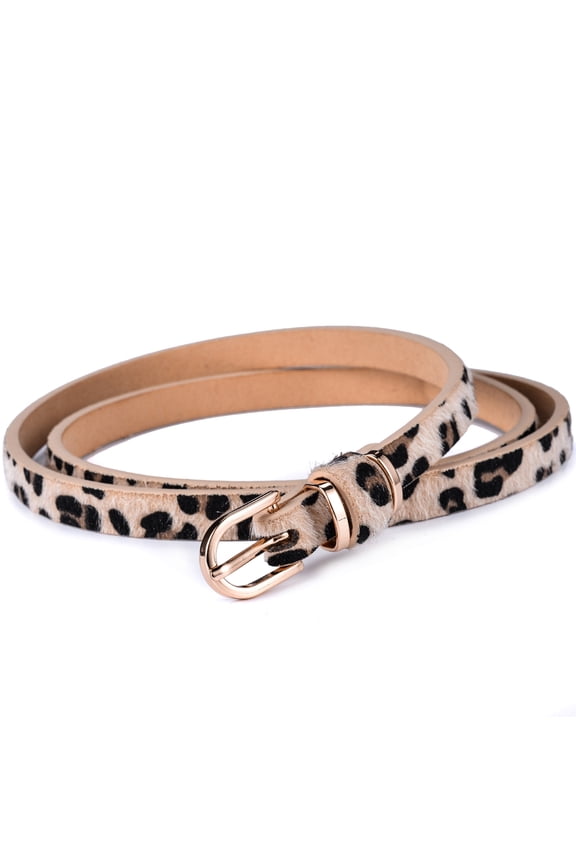 Beltox Women’s Skinny Leather Beige Lepoard Belt Waist or Hips Ornament Size 32