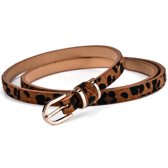 Beltox Women’s Skinny Leather Brown Lepoard Belt Waist or Hips Ornament Size 26