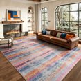 thumbnail image 1 of Beltran 6'x9' Abstract Watercolor Striped Area Rug, Washable Non Slip Low Pile Boho Rug, Pastel Multicolor Stain Resistant Rug for Living Room Bedroom, Colorful, 1 of 8