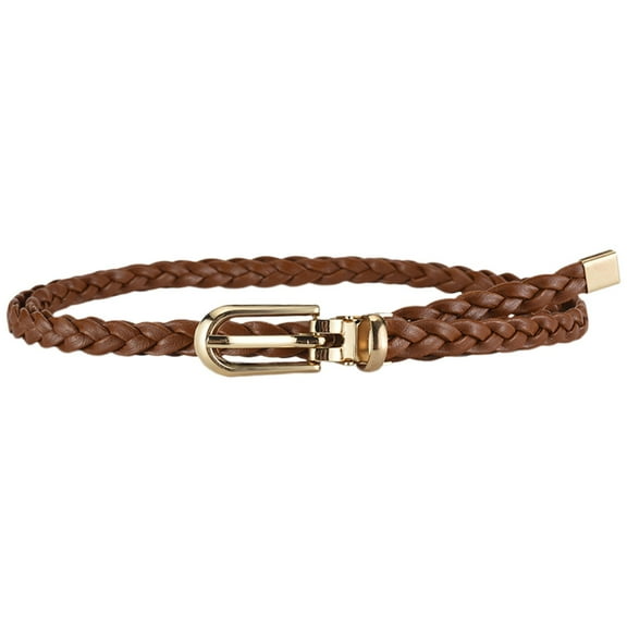 Belts For Women Braided PU Leather Narrow Thin Buckle Strap Waist Belt All Waistband Belt