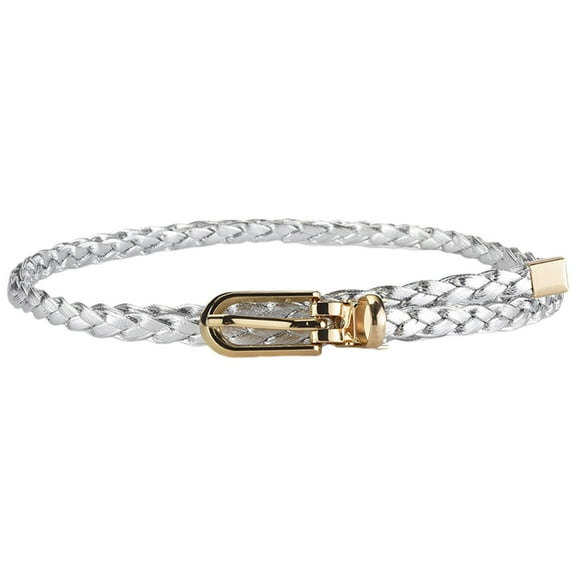 Belts For Women Braided PU Leather Narrow Thin Buckle Strap Waist Belt All Waistband Belt