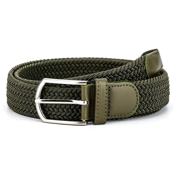 Belts for Women, Canvas Multicolored Braided Belts, Woven Stretch Braided Belts for Men/Women/Junior with Pin, Casual Belt Elastic Waistband, Army Green