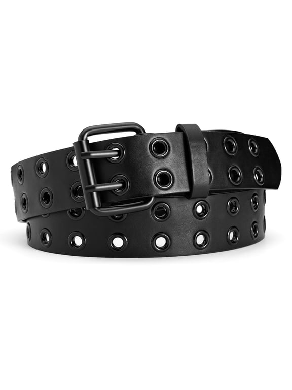 Men Belt Punk Belts for Men Black Belt Grommet Studded Leather Belt for Women