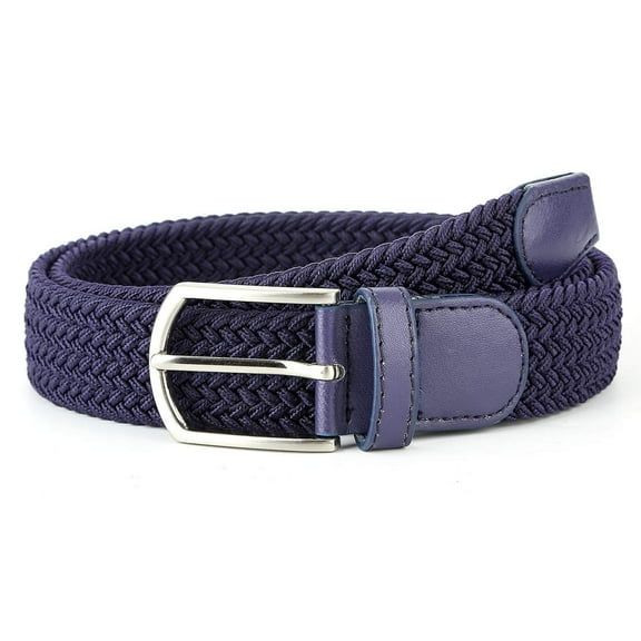 Belts for Women, Canvas Multicolored Braided Belts, Woven Stretch Braided Belts for Men/Women/Junior with Pin, Casual Belt Elastic Waistband, Navy