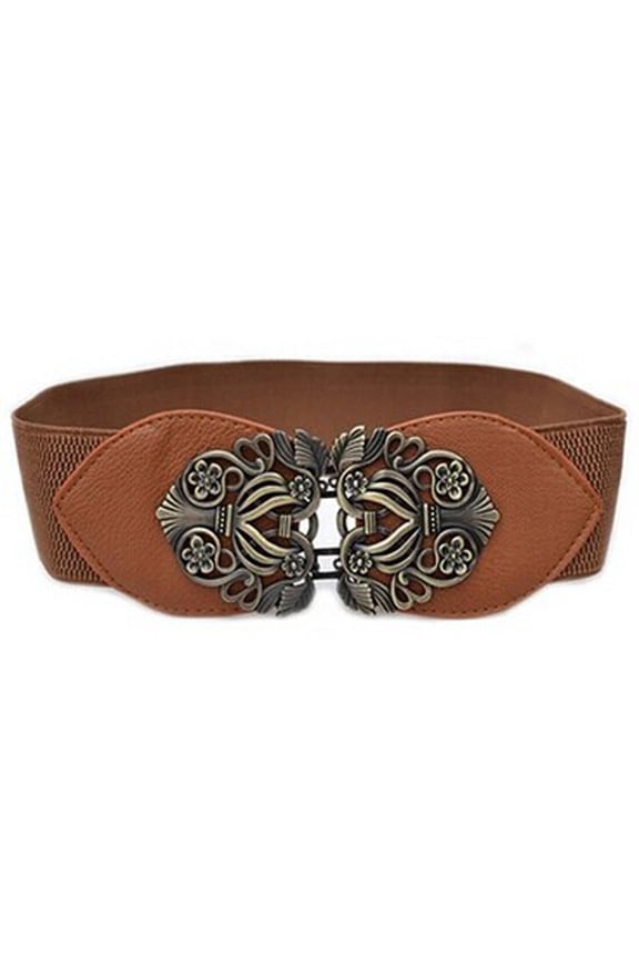 Womens Men Belt Fashion Elastic Wide Stretch Waist Waistband RD Buckle Vintage Belt Belts