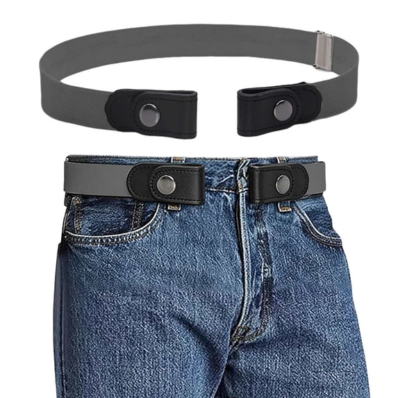 Belts for Women No Buckle Elastic Stretch Belts for Men and Women Comfortable Invisible Belts for Jeans Pants Grey One Size