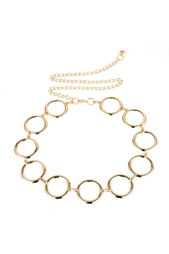 Belts for Women Vintage Gold Flower Circle Waistband Metal Waist Chain Belt Wide