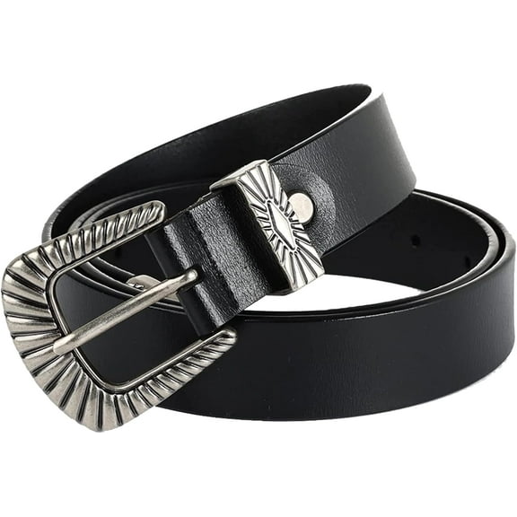 Belts for Women Women's Belts for Jeans Silver Gold Buckle Leather Belts Black Western Belt Jeans Pants Belts for Women