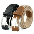 thumbnail image 1 of Beltzy 2pcs Men Belts Elastic Fabric Woven Stretch Braided Belt for Women Mens Gift for Casual Sports Dress Pants & Shorts 28-38, 1 of 10