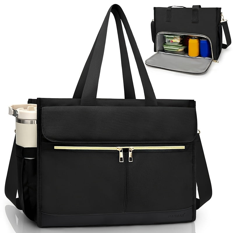 Beltzy Insulated Lunch Bag for Women 15.6" Laptop Work Tote Bag with Lunch Box Compartment for Nurse Teacher Work Officel Outdoor Black