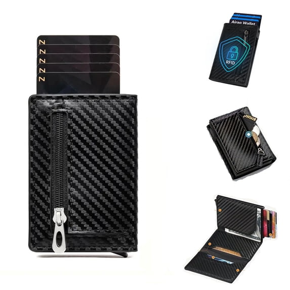 Beltzy Men Wallet Slim RFID Blocking Credit Card Holder Small Wallet for Men with Pop Up Card Holder with Zip Pocket,Bifold Minimalist Smart Wallet Gift for Men