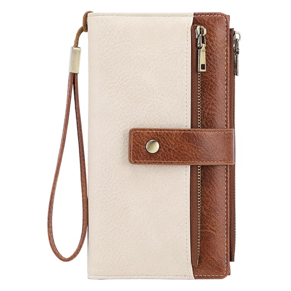 Beltzy Women's Wallet Large Capacity Double Zip Ladies Card Phone Holder RFID Blocking Wristlet Leather