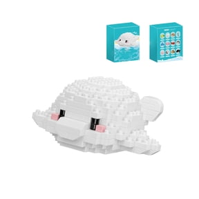 Beluga Whale Building Block Set, 215Pcs Mini Ocean Animal Figurine, 3D Marine Life White Whale Model Kit