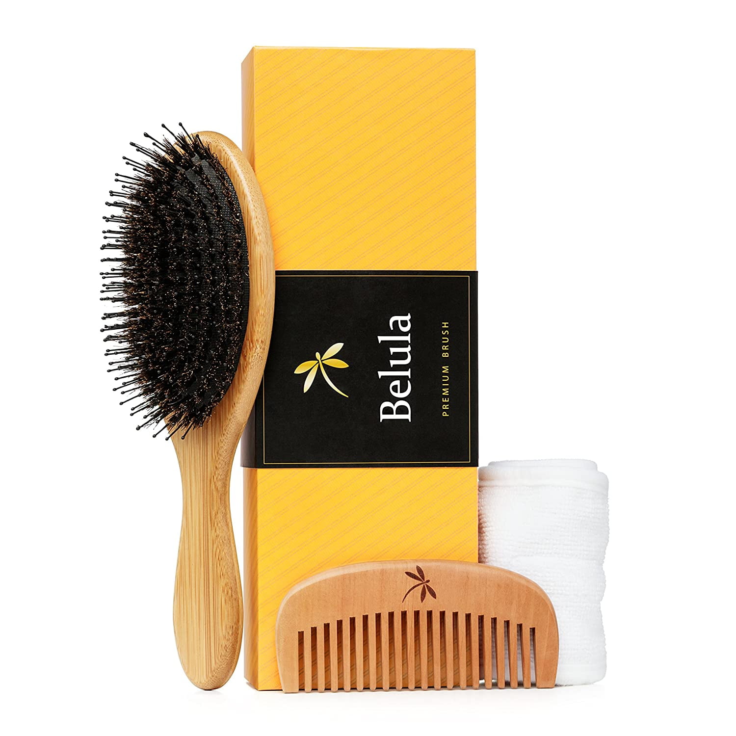 Belula Care Premium Boar Bristle Hair Brush for Thick Hair Set