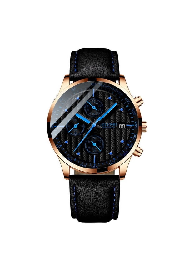 Fashion Trending Popular Contrast Color Three Eyes and Six Needles Luminous Waterproof Steel Belt Quartz Watch Men's Wat