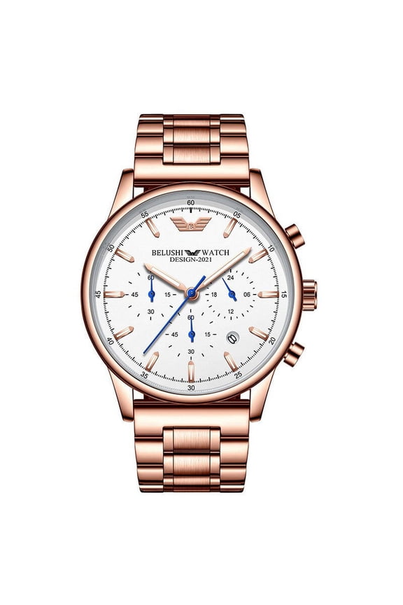 New Automatic Watch Men's Three-Eye Steel Belt Waterproof Luminous Watch Quartz Watch