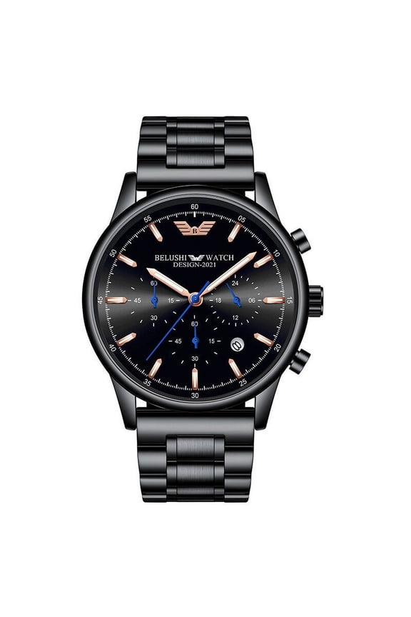 New Automatic Watch Men's Three-Eye Steel Belt Waterproof Luminous Watch Quartz Watch