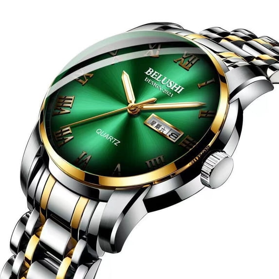Belushi New Stainless Steel Band Big Brand Watch Waterproof Gradient Dial Quartz Watch Men's Watch