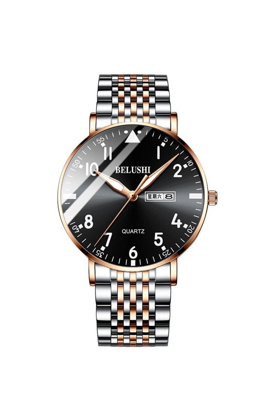 New Trendy Business Luminous Waterproof Stainless Steel Strap Watch Men's Quartz Watch