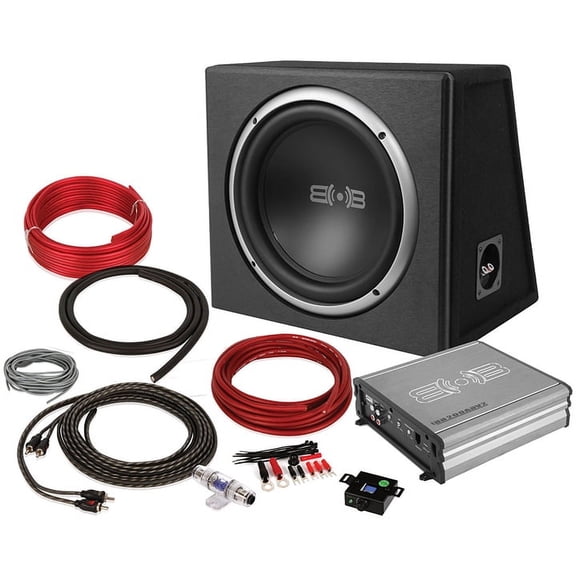 Belva 600 Watt Complete Bass Package, Single 12" Car Subwoofers with Mono Block Amp and Kit