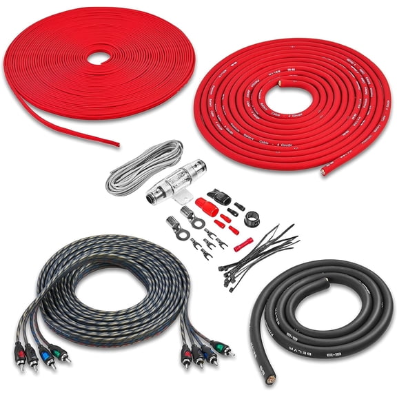 Belva BAK44 True 4 Gauge AWG Premium CCA Complete Amplifier Wiring Kit with OFC 4-Channel RCA Cable