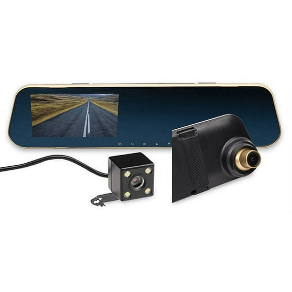 Belva BBCRM1 Universal 1080P DVR Rearview Mirror w/ Built-in Front HD Camera and Backup Camera