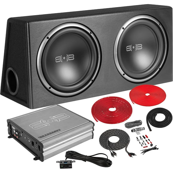 Belva 1200 watt Bass Package 2-12" subs in ported box Monoblock amp & amp kit