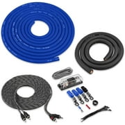 Belva Complete 1/0 Gauge Copper-Clad Amplifier Wiring Kit [BLUE] with 2-Channel RCA Interconnects [BAK02BL]
