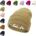 thumbnail image 1 of Belvado Satin Lined Beanie, Soft Knitted Cuffed Silk Lined Winter Warm Hats,Knit Winter Hats for Unisex, 1 of 8