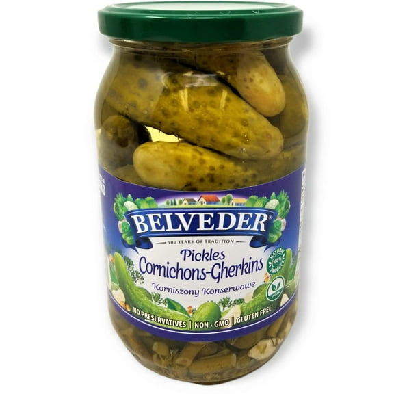 Belveder Pickles Cornichons-Gherkins 31.74 oz 900g, Vegan, Non-GMO, Gluten-Free Pack of 1