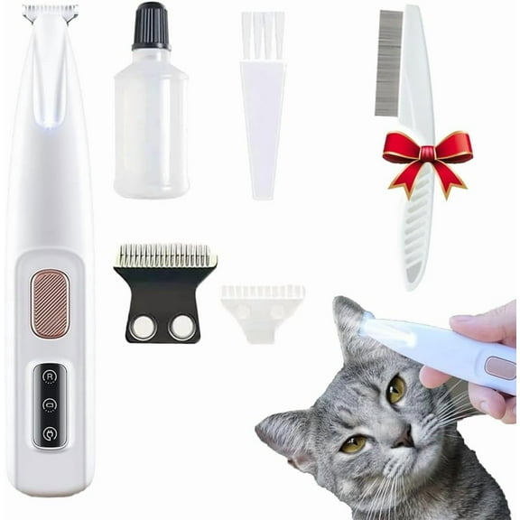 Belvedere Cat Trimmer,Belvedere Cat Grooming Trimmer Rechargeable Low Noise,Pet Micro Precision Clipper with Led Light,Waterproof,for Paws, Ears, Eyes, Face and Buttocks