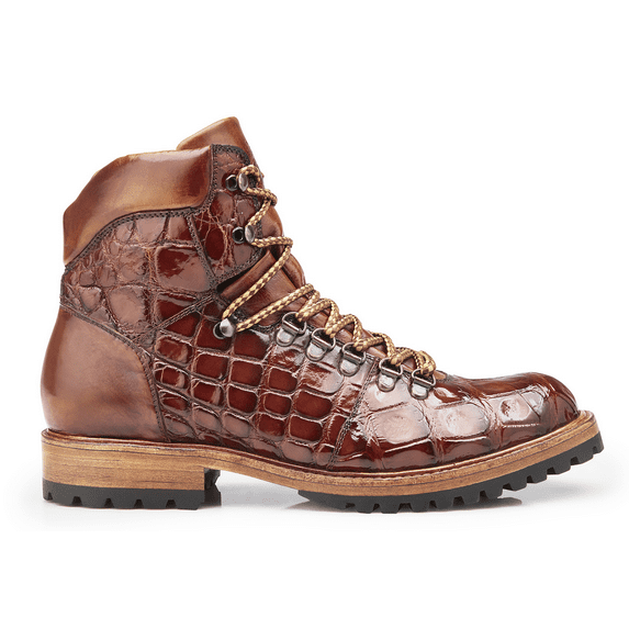 Men's Belvedere Damian Italian Calf and Genuine Alligator Boots Peanut CB03