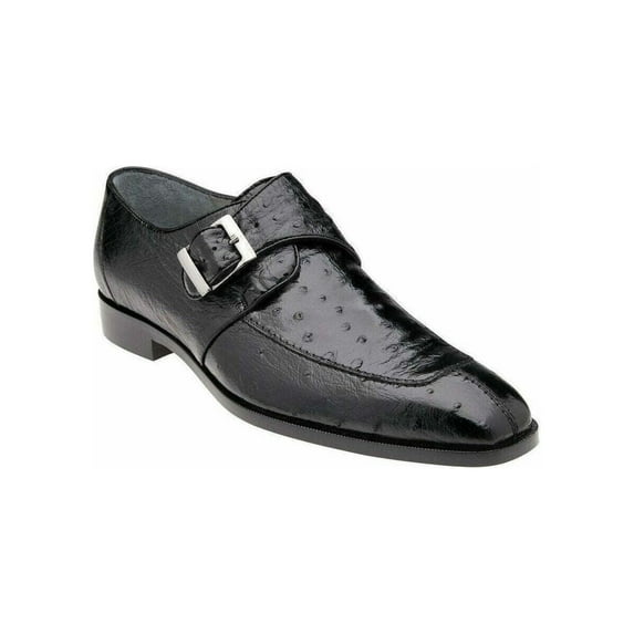 Belvedere Josh Black Genuine Ostrich Monk Strap Men’s Shoe (12)