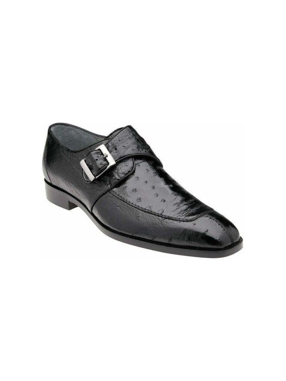 Josh Black Genuine Ostrich Monk Strap Men’s Shoe (8.5)
