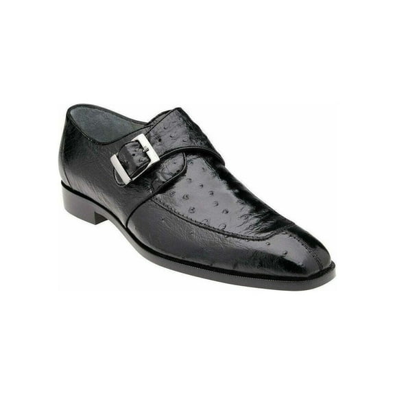 Belvedere Josh Black Genuine Ostrich Monk Strap Men’s Shoe (8)