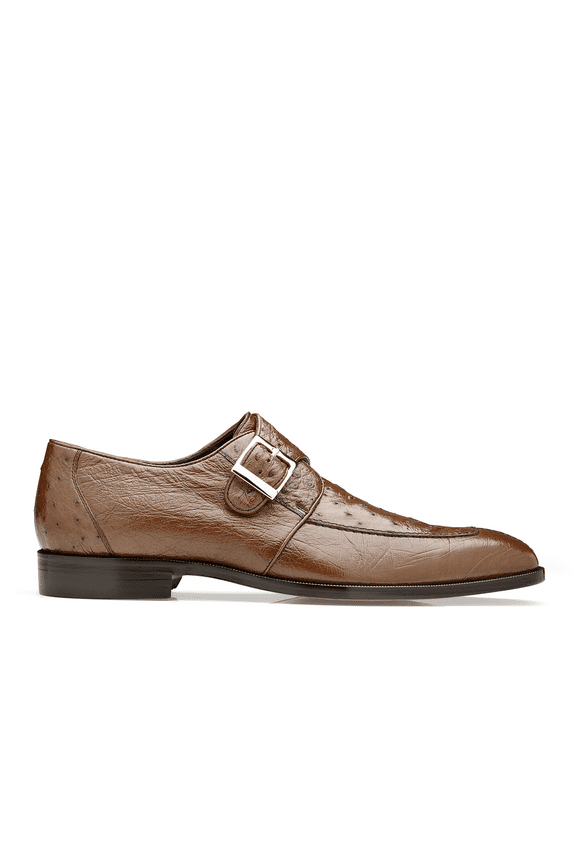 Josh Ostrich Single Buckle Dress Men's Shoe Brown 114011
