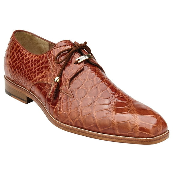 Belvedere Men's Shoes Lago Genuine Alligator Plain Toe Tassel Cognac 14010
