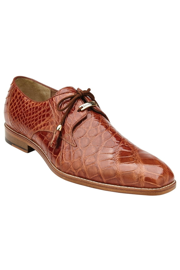 Men's Shoes Lago Genuine Alligator Plain Toe Tassel Cognac 14010