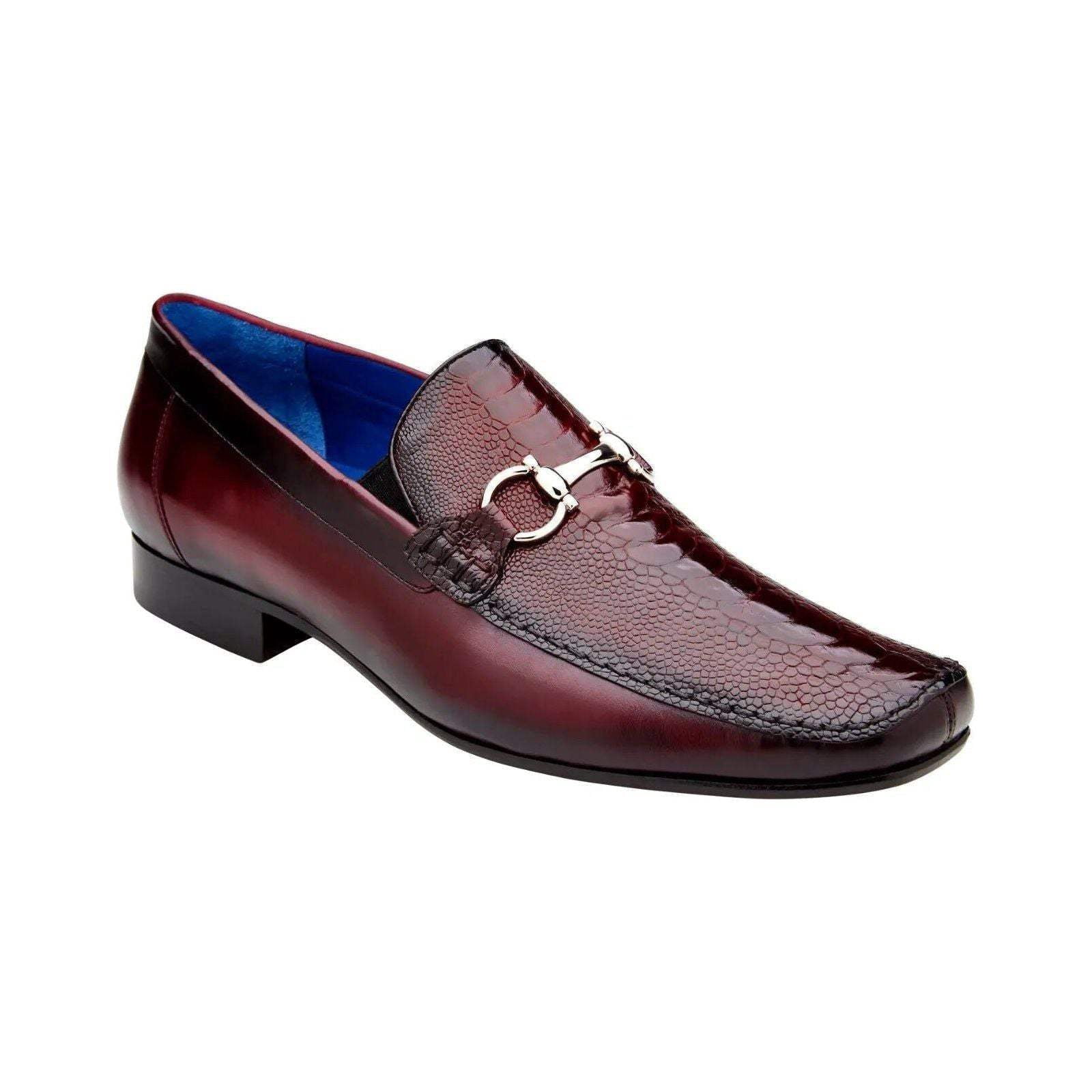 Belvedere Etore Antique Emerald Green / Wine Genuine Ostrich Leg  Italian Calf Shoes