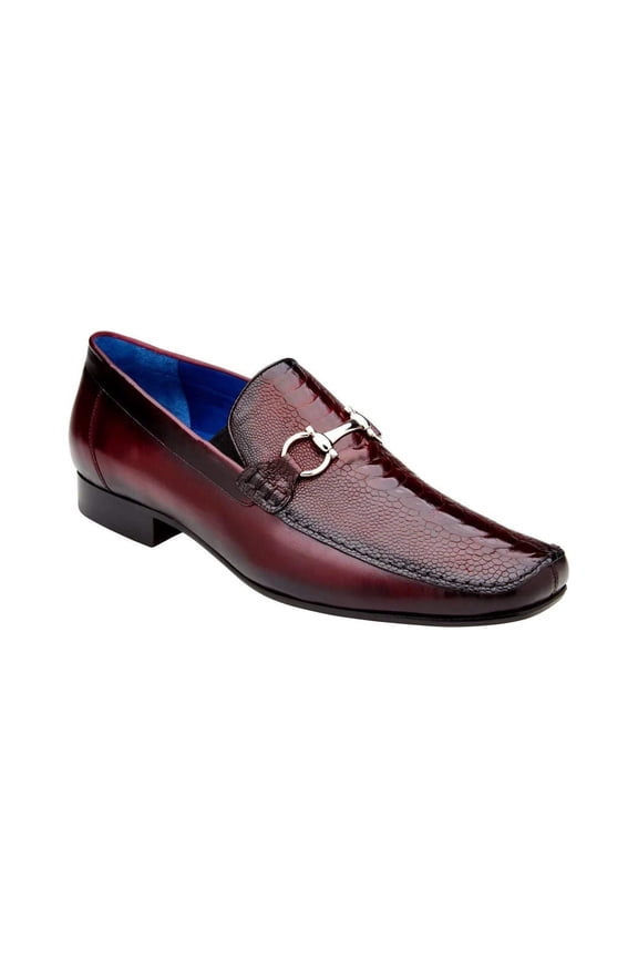 Belvedere Men's Bruno Genuine Ostrich Leg and Italian Calf Loafer Burgundy 1026