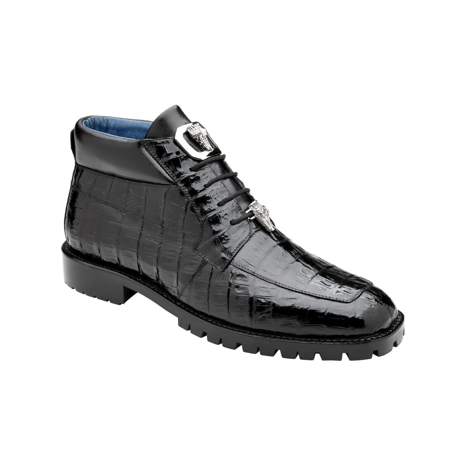 Mens dress boots belvedere Shop Belvedere Stefano in Navy Genuine Alligator Boots  main image 4