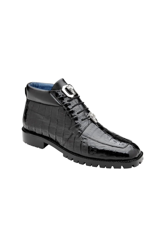 Men's Dress Boot Gallardo Genuine Caiman Crocodile Black U02