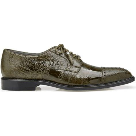 Belvedere Mens Shoes Batta Olive Genuine Ostrich Lace Up 14006