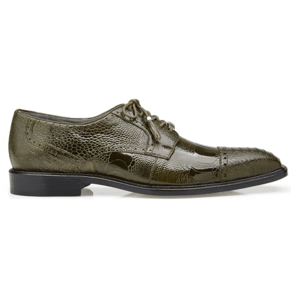 Belvedere Batta Olive Men's Genuine Ostrich Cap Toe Lace Up Shoes