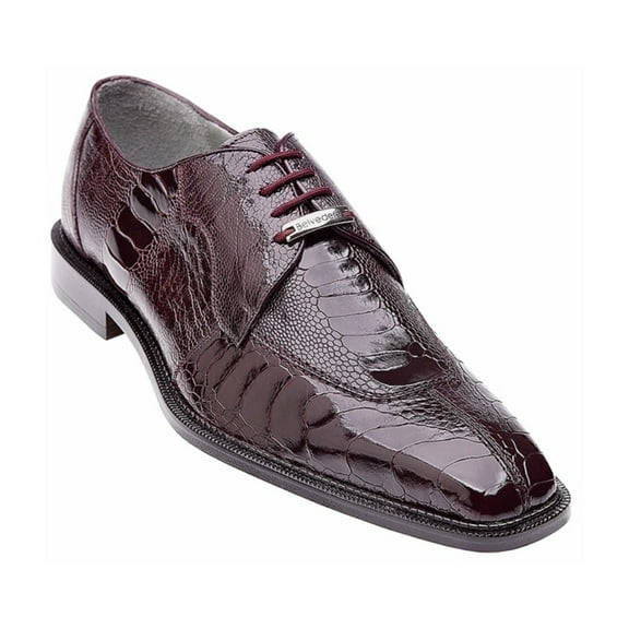 Belvedere Siena Men's Shoes Genuine Ostrich Lace Up Burgundy 1463