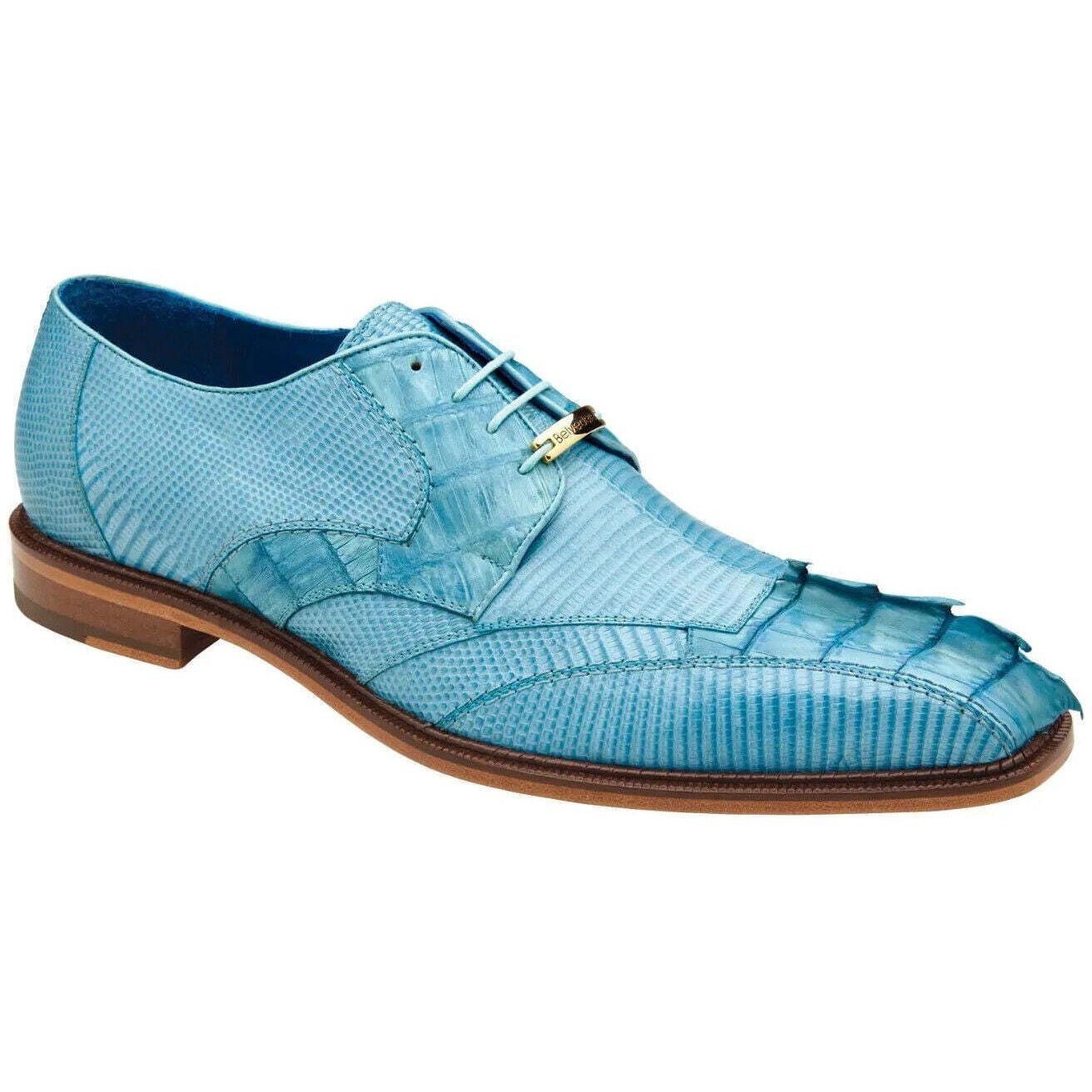 Belvedere Blue Crocodile Lizard Skin Mens Shoes Valter