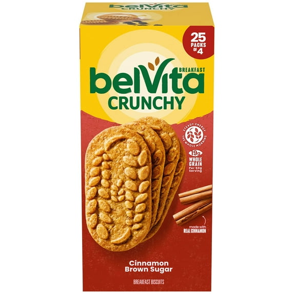 Belvita Breakfast Biscuits, Cinnamon Brown Sugar, 1.76 Oz, 25 Ct