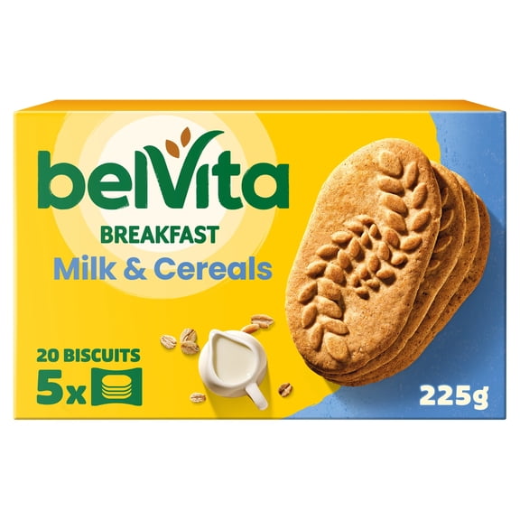 Belvita Breakfast Milk & Cereal Biscuit Snack Bars Pack 5 x 45g, Imported from Britain